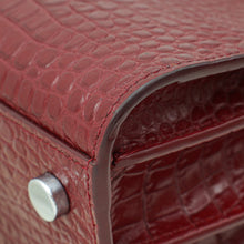 YSL Burgundy Croco Embossed Sac De Jour Nano Bag