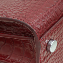 YSL Burgundy Croco Embossed Sac De Jour Nano Bag