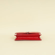 YSL Red Sunset Croco Embossed Wallet On Chain