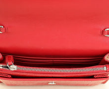 YSL Red Sunset Croco Embossed Wallet On Chain