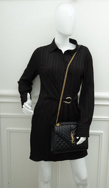 YSL Black Mix Quilted Envelope Medium Shoulder Bag
