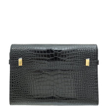 YSL Black Croco Embossed Manhattan Medium Shoulder Bag