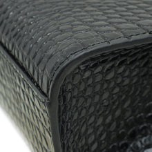 YSL Black Croco Embossed Manhattan Medium Shoulder Bag