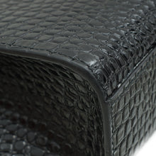 YSL Black Croco Embossed Manhattan Medium Shoulder Bag