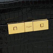 YSL Black Croco Embossed Manhattan Medium Shoulder Bag