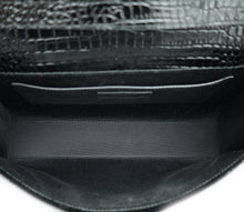 YSL Black Croco Embossed Manhattan Medium Shoulder Bag