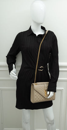 YSL Beige Mix Quilted Envelope Medium Shoulder Bag