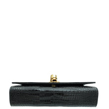 YSL Black Kate Tassel Croco Embossed Medium Bag