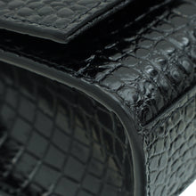 YSL Black Kate Tassel Croco Embossed Medium Bag