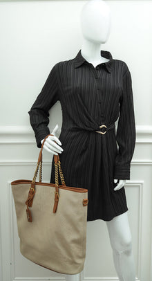 YSL Bicolor Logo Plaque Tote Bag