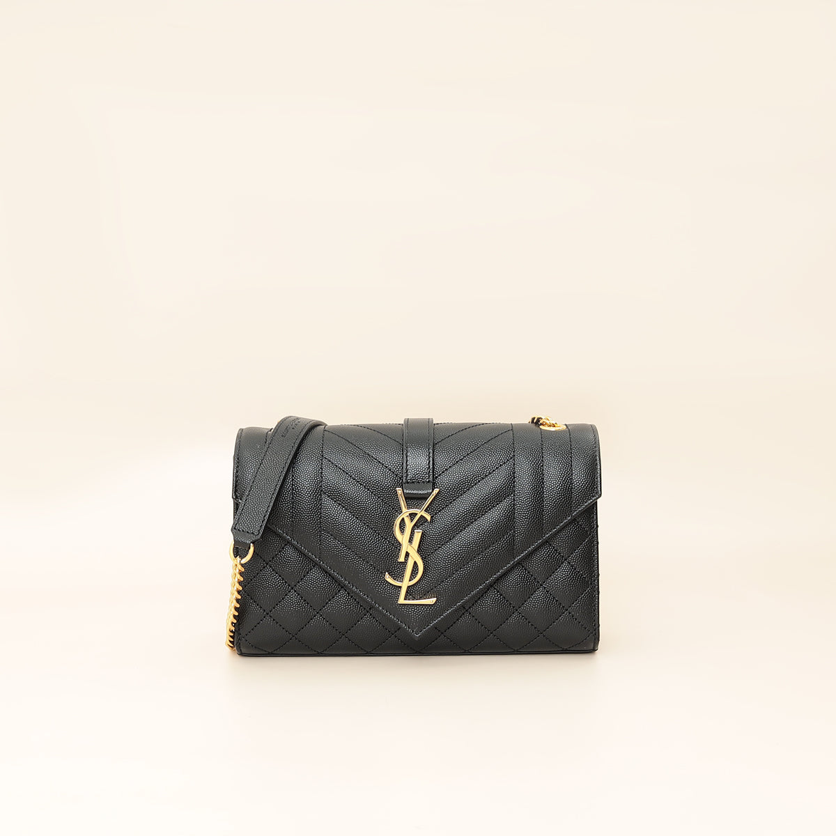YSL Black Mix Quilted Envelope Small Shoulder Bag