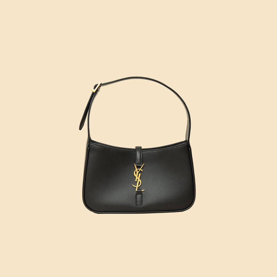 YSL Black LE 5 À 7 Smooth Hobo Bag
