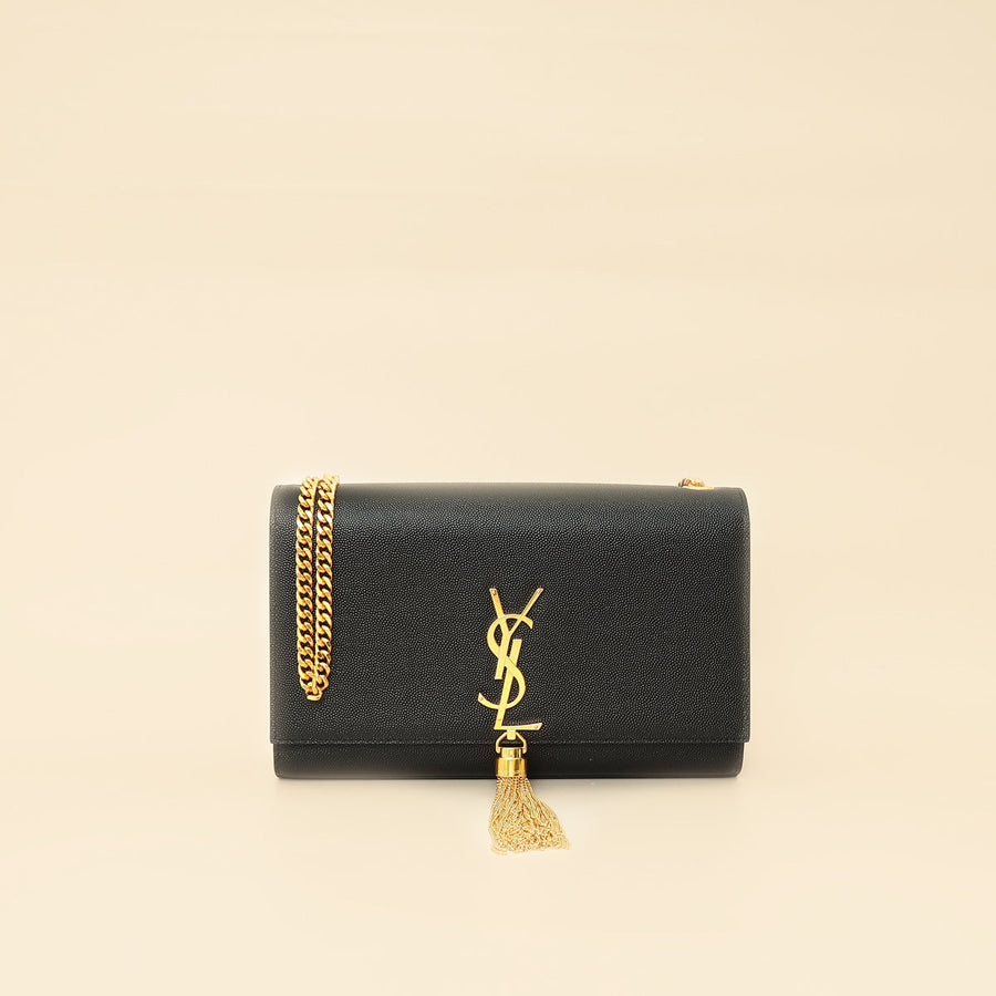YSL Black Monogram Kate Tassel Medium Shoulder Bag