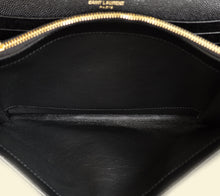 YSL Black Cassandre Chevron Wallet On Chain