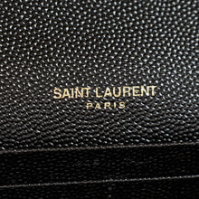 YSL Black Cassandre Chevron Wallet On Chain