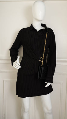 YSL Black Cassandre Chevron Wallet On Chain