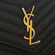 YSL Black Cassandre Chevron Wallet On Chain