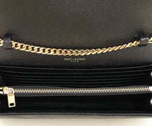 YSL Black Cassandre Chevron Wallet On Chain