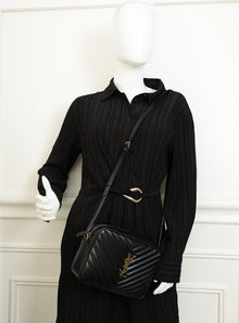 YSL Black Chevron Lou Camera Bag