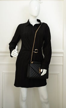 YSL Black Mix Quilted Envelope Medium Shoulder Bag