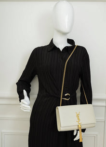 YSL Vintage Blanc Kate Tassel Medium Shoulder Bag