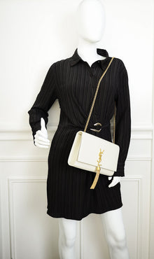 YSL Blanc Vintage Kate Tassel Medium Shoulder Bag