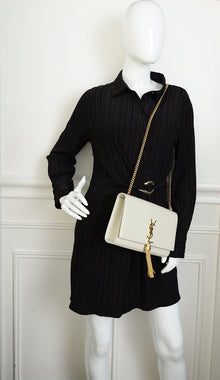 YSL Blanc Vintage Kate Tassel Flap Medium Shoulder Bag