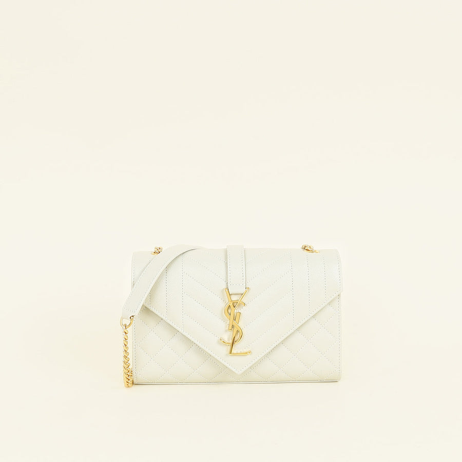 YSL Blanc Vintage Mix Quilt Envelope Small Shoulder Bag