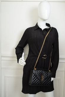 YSL Black Mix Quilted Envelope Medium Shoulder Bag