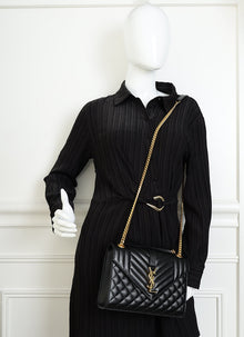 YSL Black Mix Matelasse Flap Medium Shoulder Bag