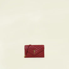 YSL Deeply Red Cassandre Envelope Chain Wallet