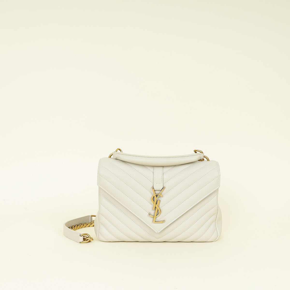 YSL Vintage Blanc College Quilted Medium Bag