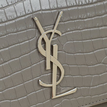 YSL Gray Croco Embossed Sunset Medium Chain Bag
