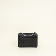 YSL Black Sunset Croco Embossed Medium Bag