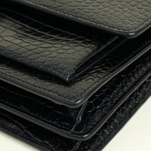 YSL Black Sunset Croco Embossed Medium Bag