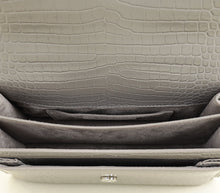 YSL Grey Sunset Croco Embossed Medium Bag