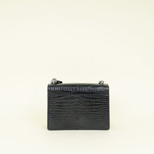 YSL Black Croco Embossed Sunset Chain Medium Shoulder Bag