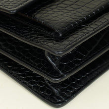 YSL Black Croco Embossed Sunset Chain Medium Shoulder Bag
