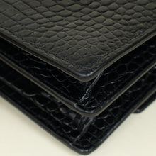 YSL Black Croco Embossed Sunset Chain Medium Shoulder Bag
