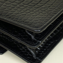 YSL Black Croco Embossed Sunset Chain Medium Shoulder Bag