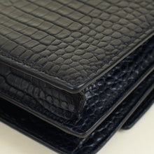 YSL Indigo Blue Croco Embossed Sunset Chain Medium Shoulder Bag