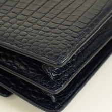 YSL Indigo Blue Croco Embossed Sunset Chain Medium Shoulder Bag
