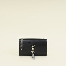 YSL Black Monogram Kate Tassel Lizard Embossed Medium Bag