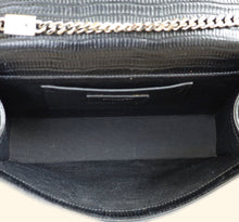 YSL Black Monogram Kate Tassel Lizard Embossed Medium Bag