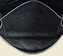 YSL Black Croco Embossed Sunset Medium Shoulder Bag