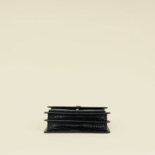 YSL Black Croco Embossed Sunset Medium Shoulder Bag