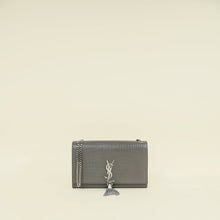 YSL Gray Croco Embossed Kate Chain Medium Shoulder Bag