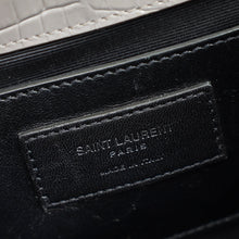 YSL Gray Croco Embossed Kate Chain Medium Shoulder Bag
