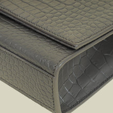 YSL Gray Croco Embossed Kate Chain Medium Shoulder Bag