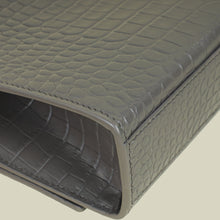YSL Gray Croco Embossed Kate Chain Medium Shoulder Bag